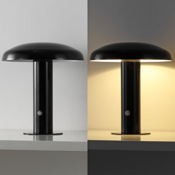 Suillius 11" Contemporary Bohemian Rechargeable/Cordless Iron Integrated LED Mushroom Table Lamp - JONATHAN Y